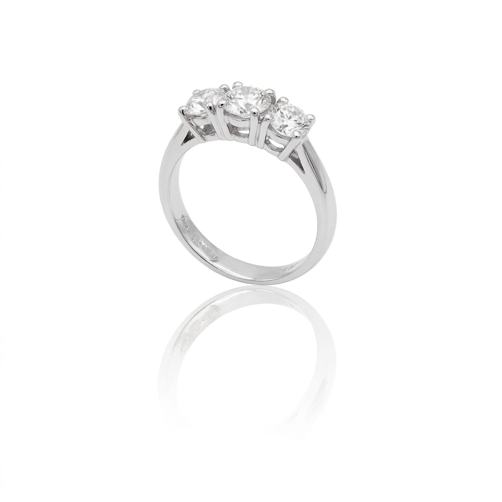 Anello Trilogy 1,21kt certificato GIA Oro bianco