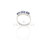 Anello Fedina 3 Zaffiri e Diamanti Bianchi