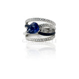 Anello Zaffiro e Diamanti Oro Bianco