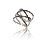 Anello Crivelli Intreccio Diamanti Neri