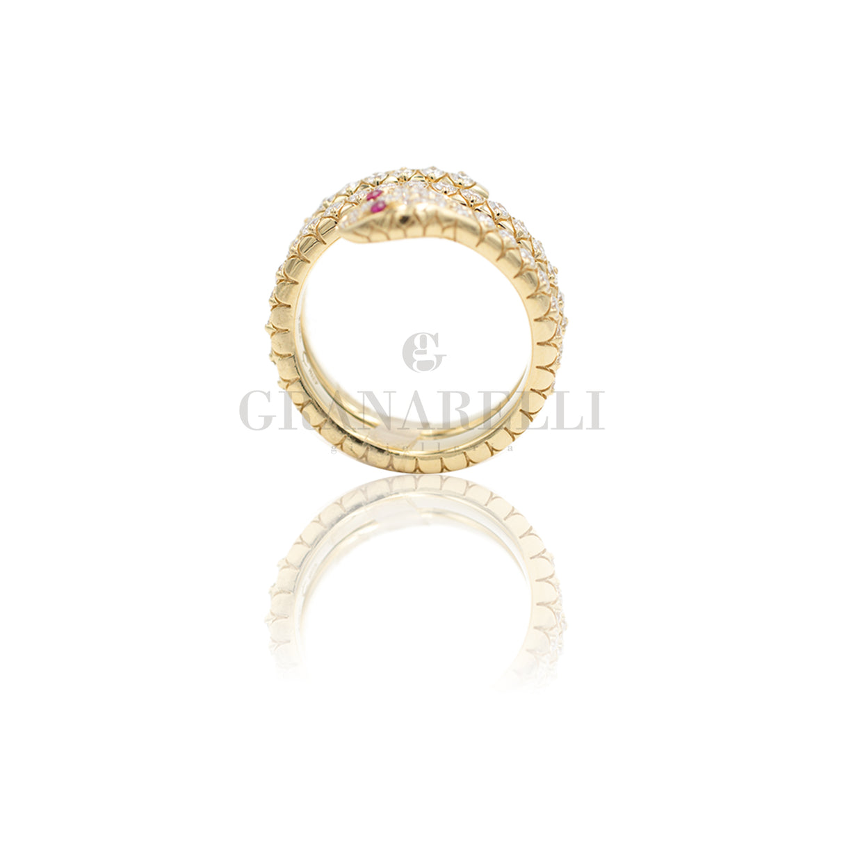 Anello Serpente Oro Giallo Rubini e Diamanti