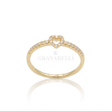 Anello cuore con diamanti in oro giallo