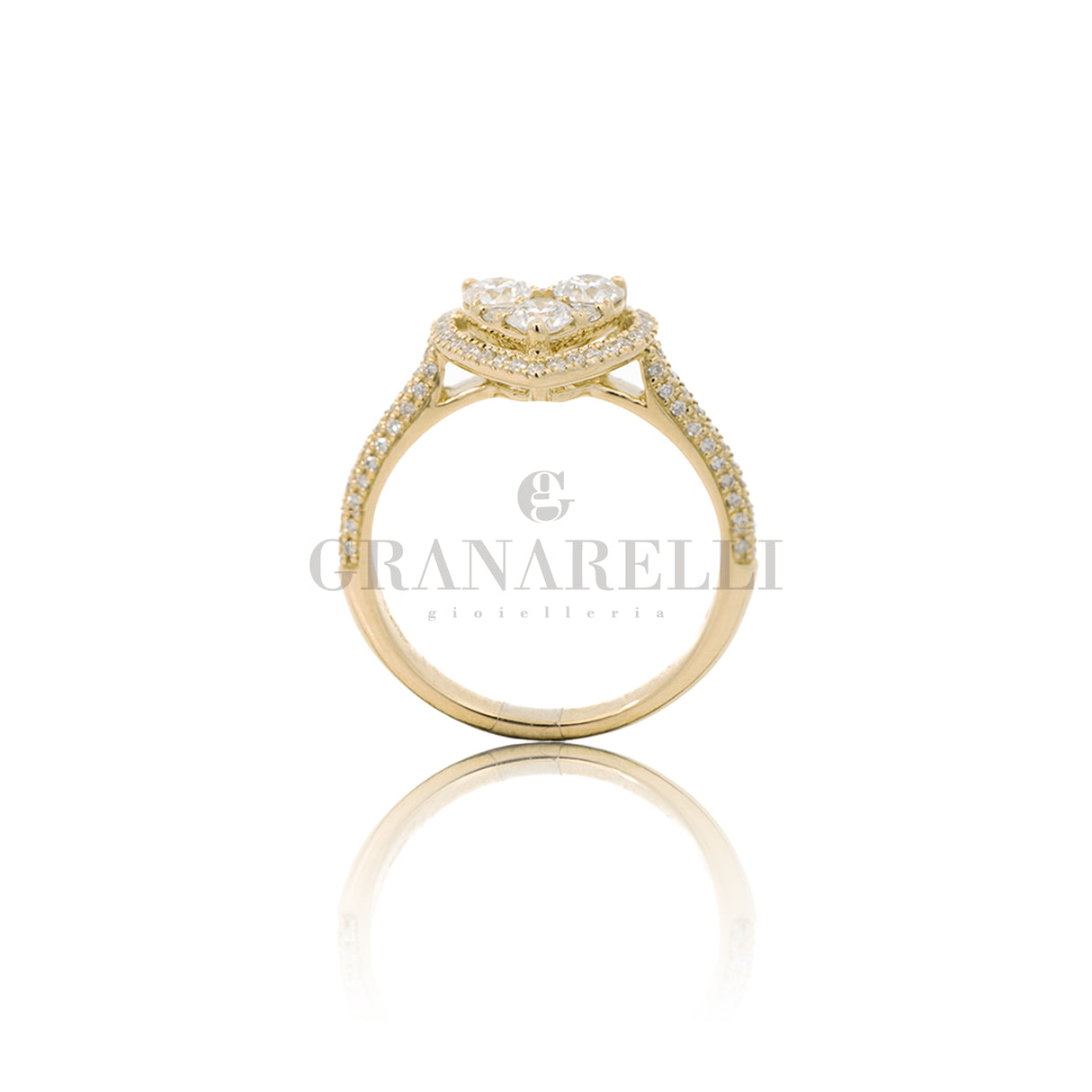Lonely ring heart magic diamonds in yellow gold