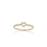 Anello cuore con diamanti in oro giallo