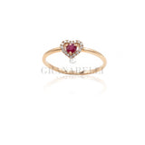 Anello Cuore Rubino e Diamanti in Oro Rosa
