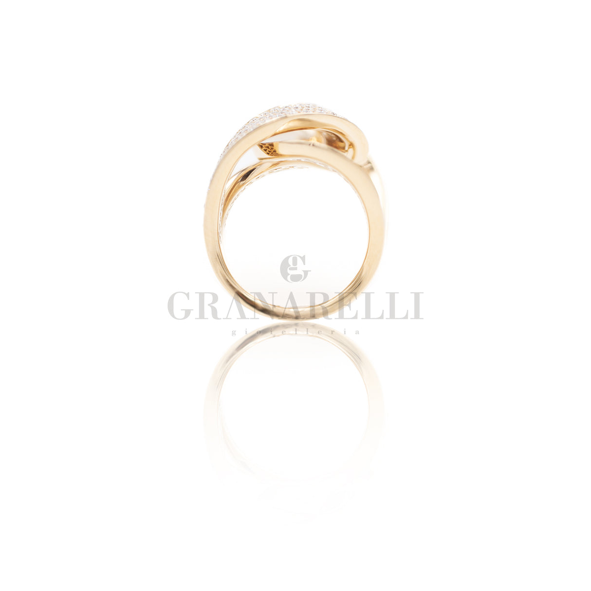 Anello Intrecciato Pavè in Oro Rosa