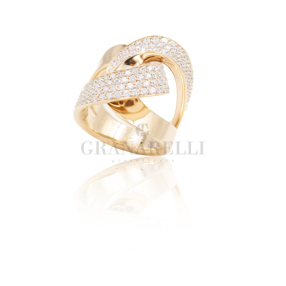 Anello Intrecciato Pavè in Oro Rosa