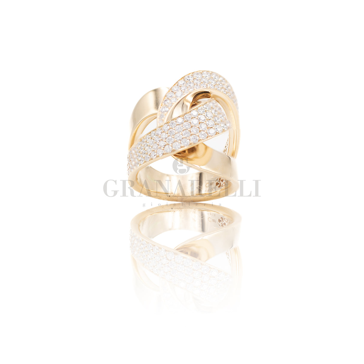 Anello Intrecciato Pavè in Oro Rosa