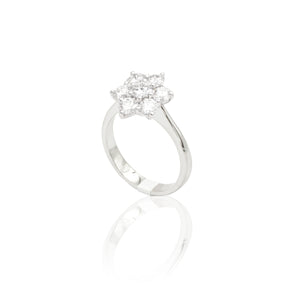 Anello Fiore con Diamanti 1.10kt in Oro Bianco-GRANARELLI-AN0110B-110-Gioielleria Granarelli