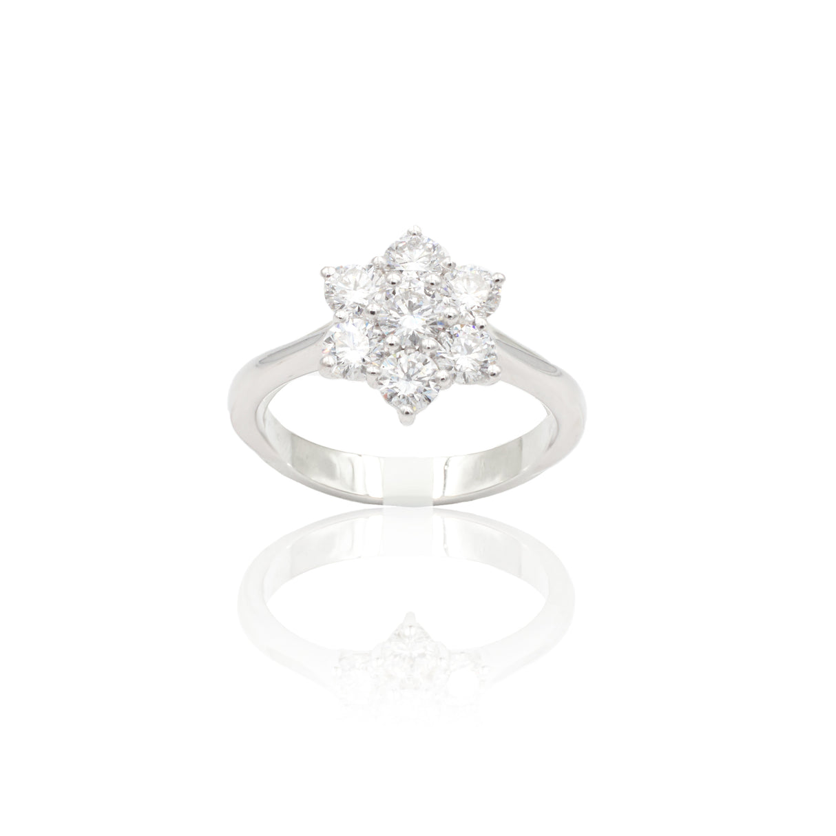 Anello Fiore con Diamanti 1.10kt in Oro Bianco-GRANARELLI-AN0110B-110-Gioielleria Granarelli