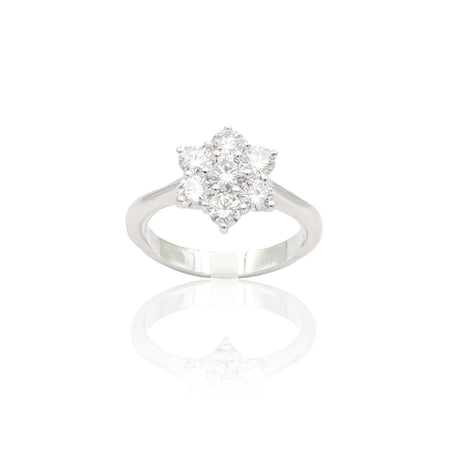 Anello Fiore con Diamanti 1.10kt in Oro Bianco-GRANARELLI-AN0110B-110-Gioielleria Granarelli