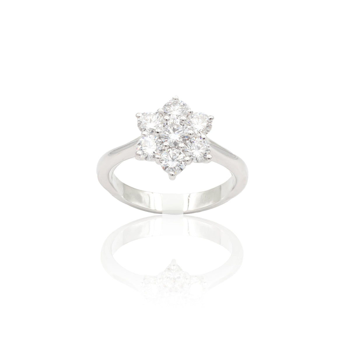 Anello Fiore con Diamanti 1.10kt in Oro Bianco-GRANARELLI-AN0110B-110-Gioielleria Granarelli
