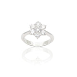 Anello Fiore con Diamanti 1.10kt in Oro Bianco-GRANARELLI-AN0110B-110-Gioielleria Granarelli