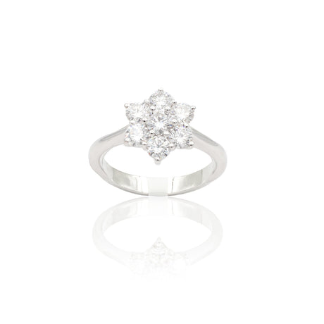 Anello Fiore con Diamanti 1.10kt in Oro Bianco-GRANARELLI-AN0110B-110-Gioielleria Granarelli