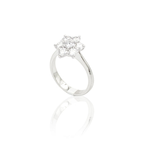 Anello Fiore con Diamanti 1.10kt in Oro Bianco-GRANARELLI-AN0110B-110-Gioielleria Granarelli