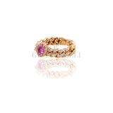 Rose golden gold ring with pink sapphire and diamonds