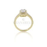 Anello Solitario Illusione in Oro Giallo e Diamanti