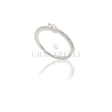 Anello Fedina Navette e Diamanti in Oro Bianco