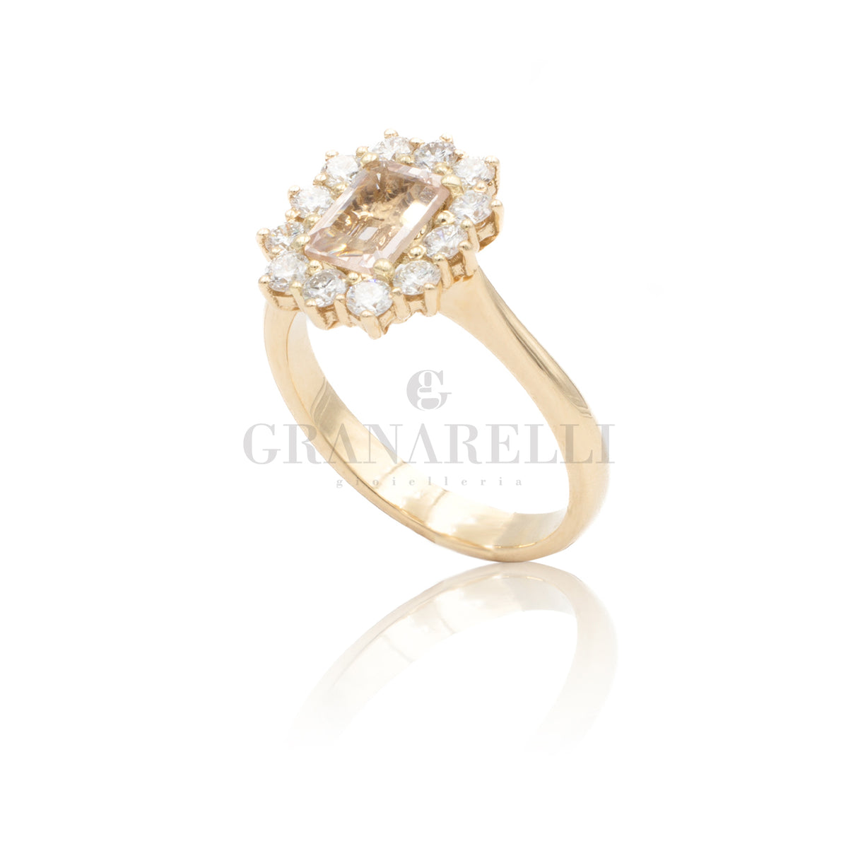 Anello in Oro Rosa con Morganite e Diamanti
