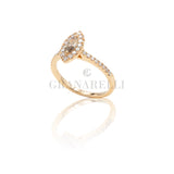 Anello Diamanti Bianchi e Brown Navette in Oro Rosa