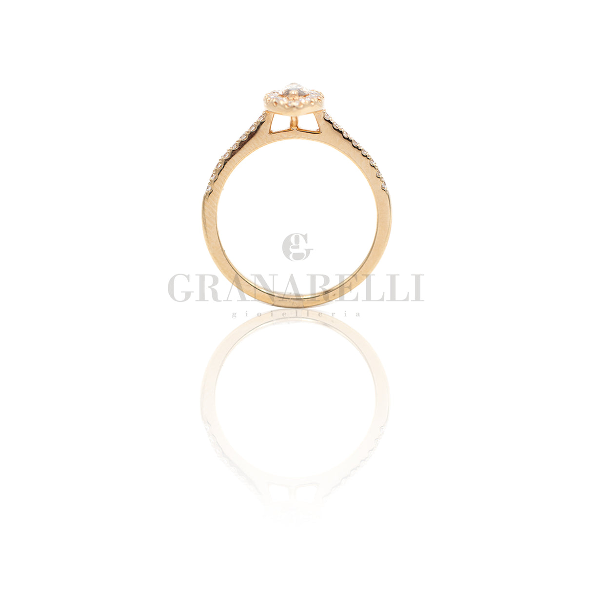 Anello Diamanti Navette in Oro Rosa e Diamanti