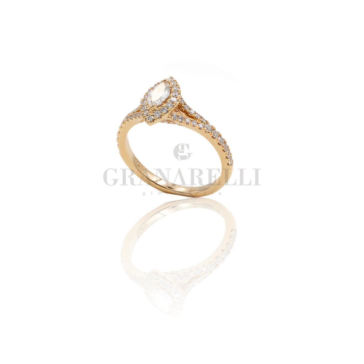 Anello Diamanti Navette in Oro Rosa e Diamanti