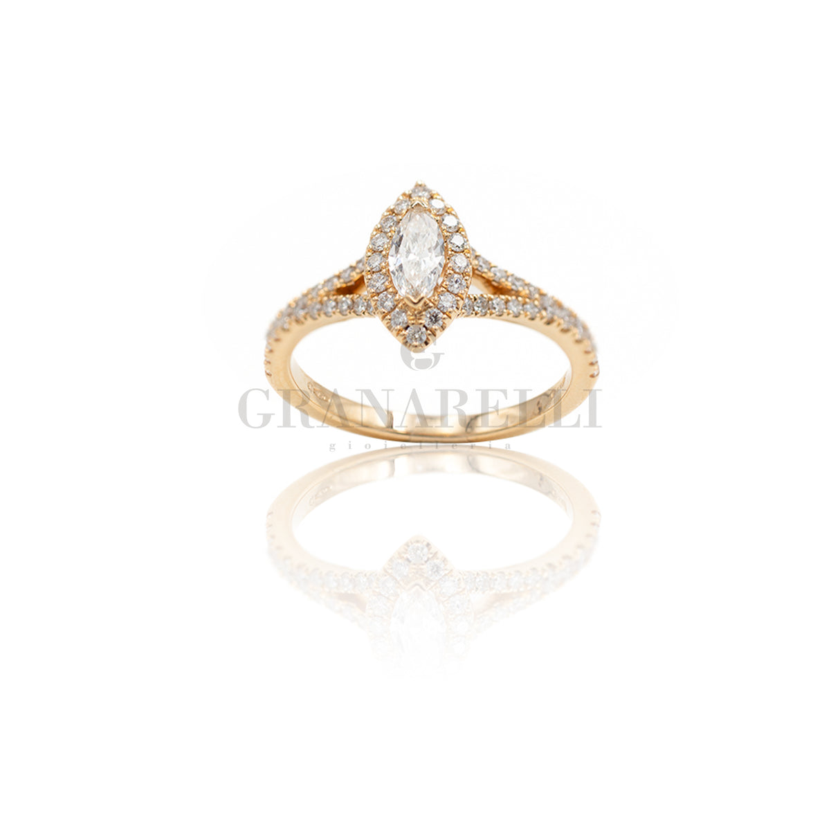 Anello Diamanti Navette in Oro Rosa e Diamanti