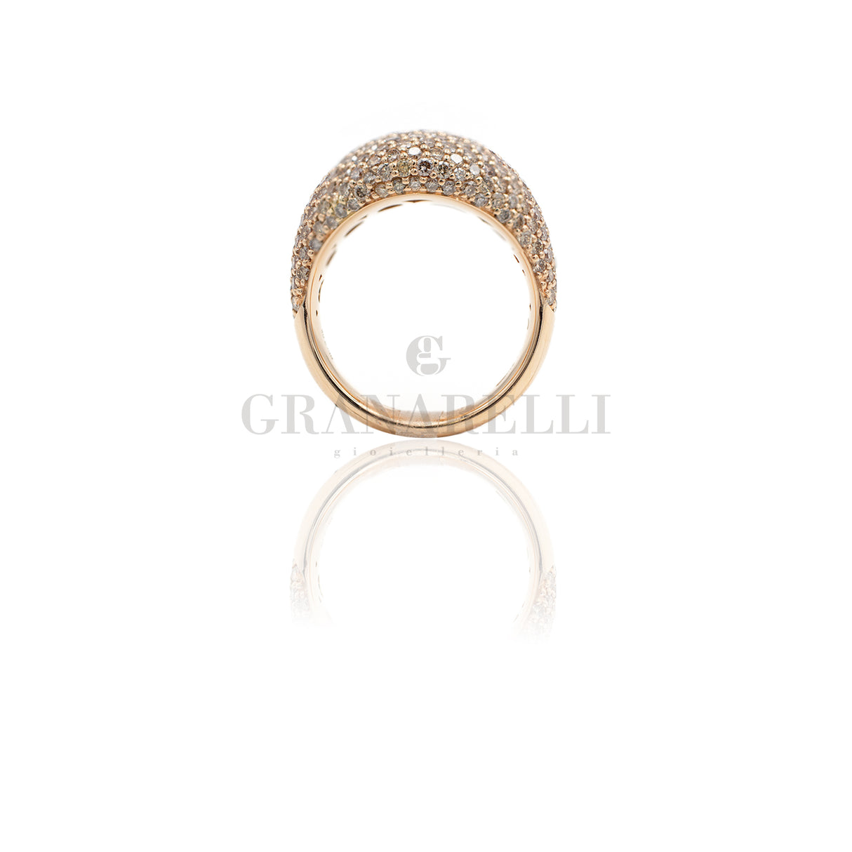 Anello Chevalier Pavè Diamanti Brown in Oro Rosa