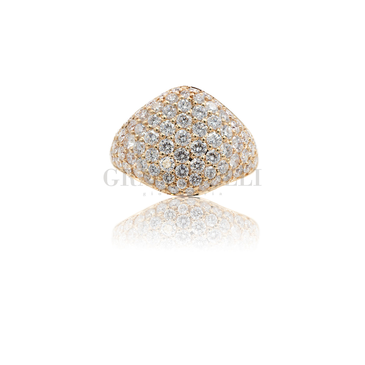 Anello Chevalier Pavè Diamanti in Oro Rosa