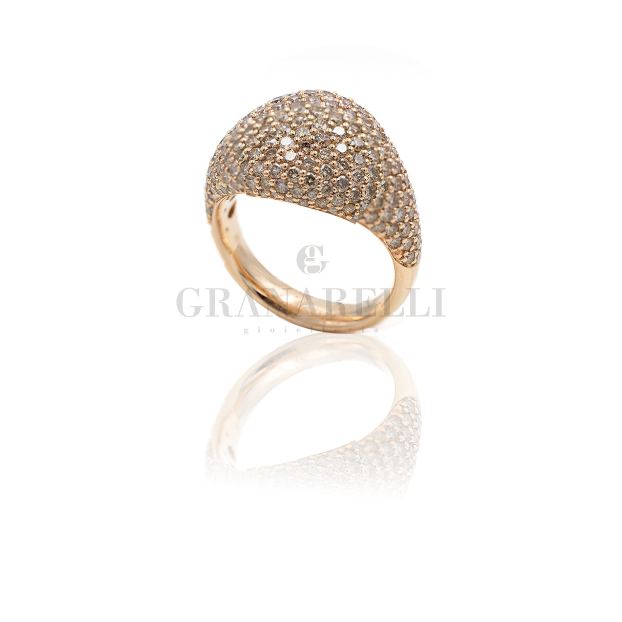Anello Chevalier Pavè Diamanti Brown in Oro Rosa