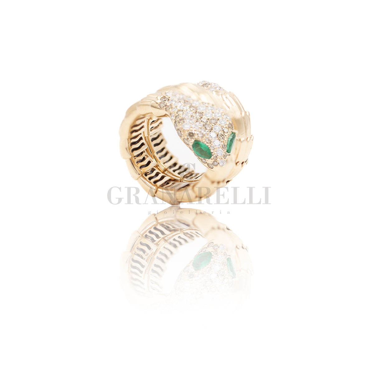 Anello Serpente Smeraldi in Oro Rosa