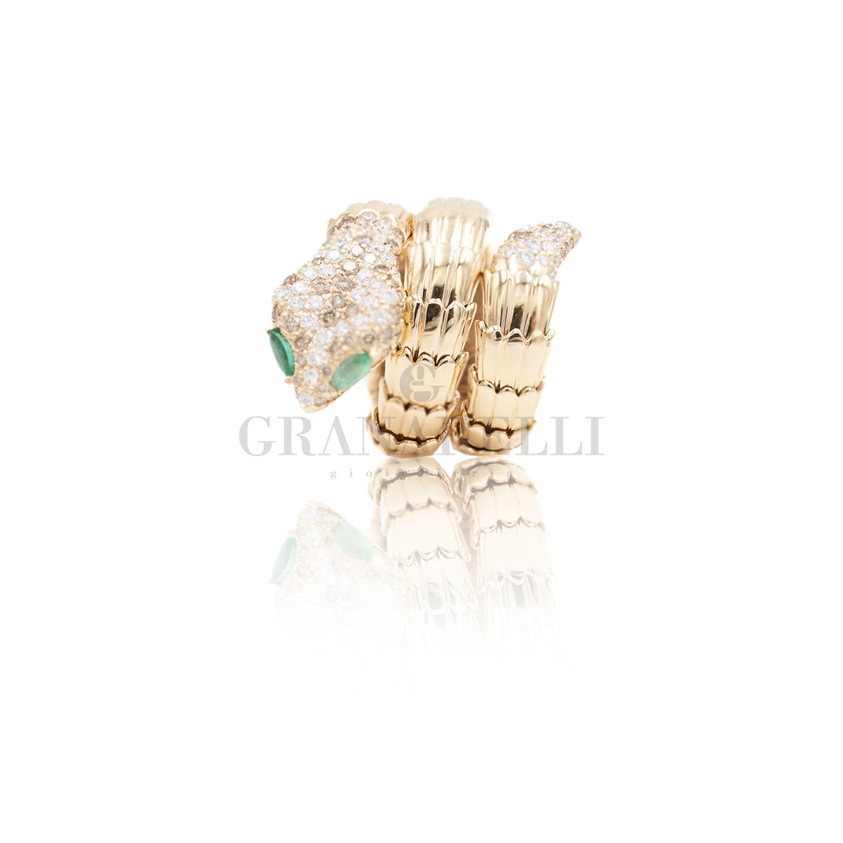Anello Serpente Smeraldi in Oro Rosa