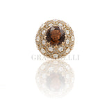 Anello oro rosa spessartite,  diamanti e diamanti brown