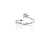 Star ring and stem in white gold with brilliant