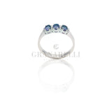 Anello 3 Zaffiri e Diamanti Bianchi