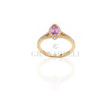 Anello Diamanti Navette in Oro Rosa e Zaffiri Rosa