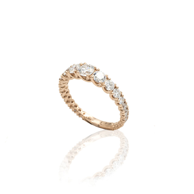 Anello Fedina Scalata con Diamanti 1.54kt in Oro Rosa-Anelli-GRANARELLI-Gioielleria Granarelli