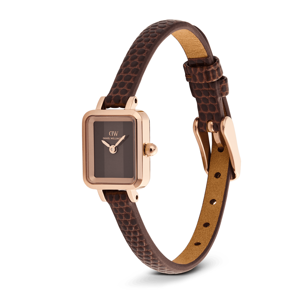Quadro Mini Brown Lizard Padstow Rose Gold 15mm