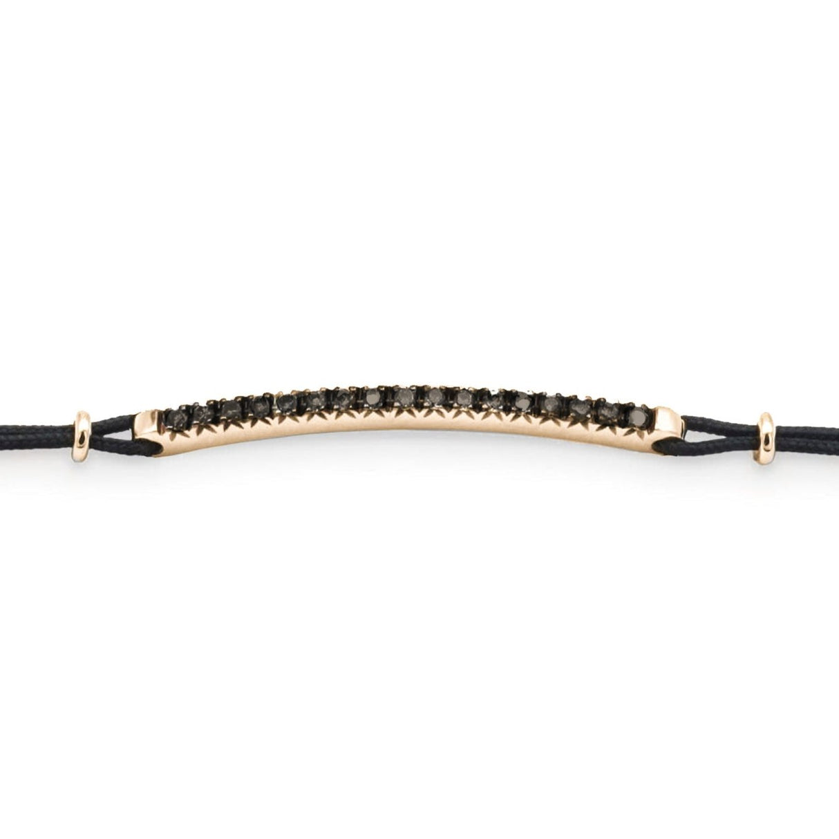 Bracciale Barretta Diamanti Neri Misura Grande in Oro Rosa cordino nautico-Bracciali-GRANARELLI-Gioielleria Granarelli