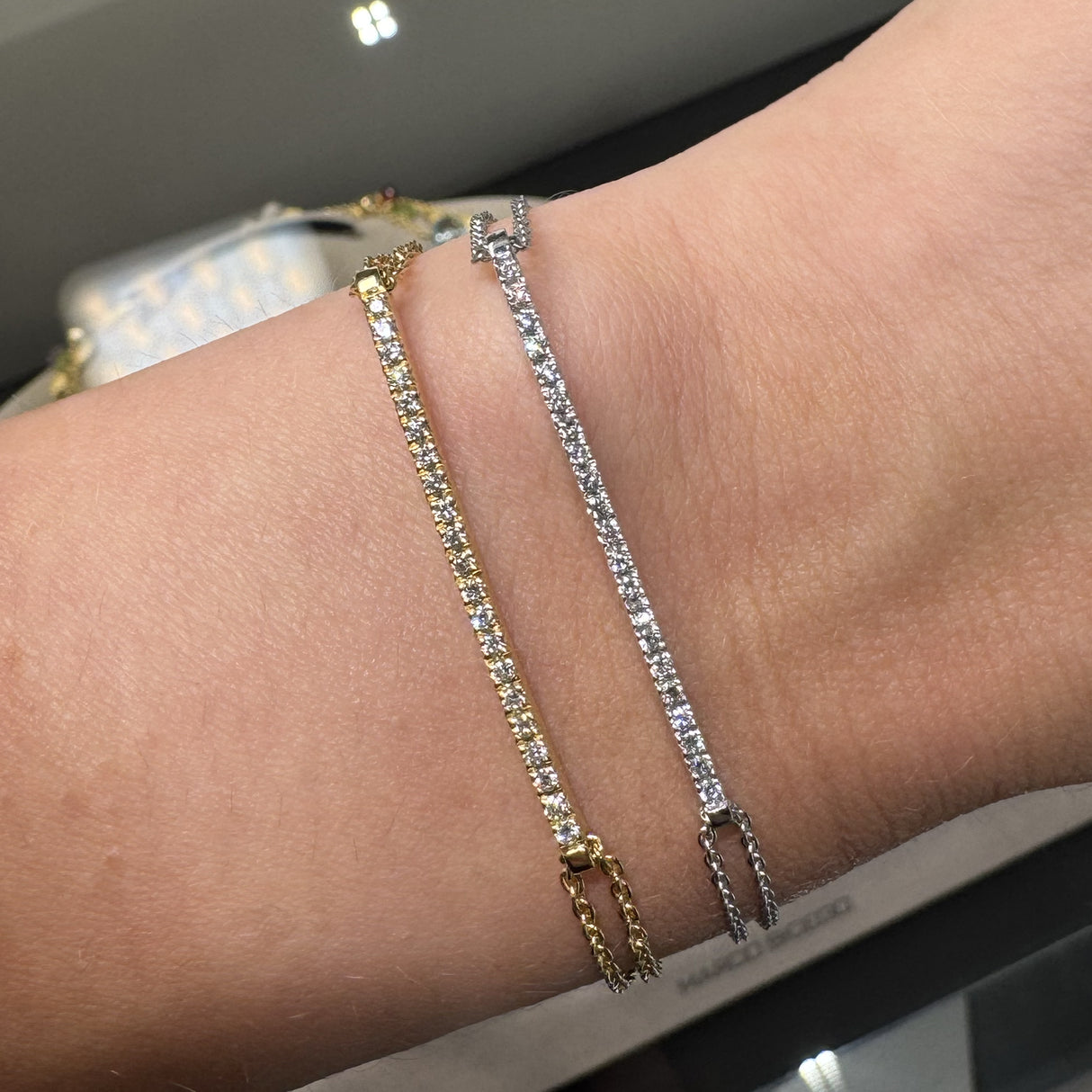 Bracciale barretta Media diamanti Bianchi oro Bianco