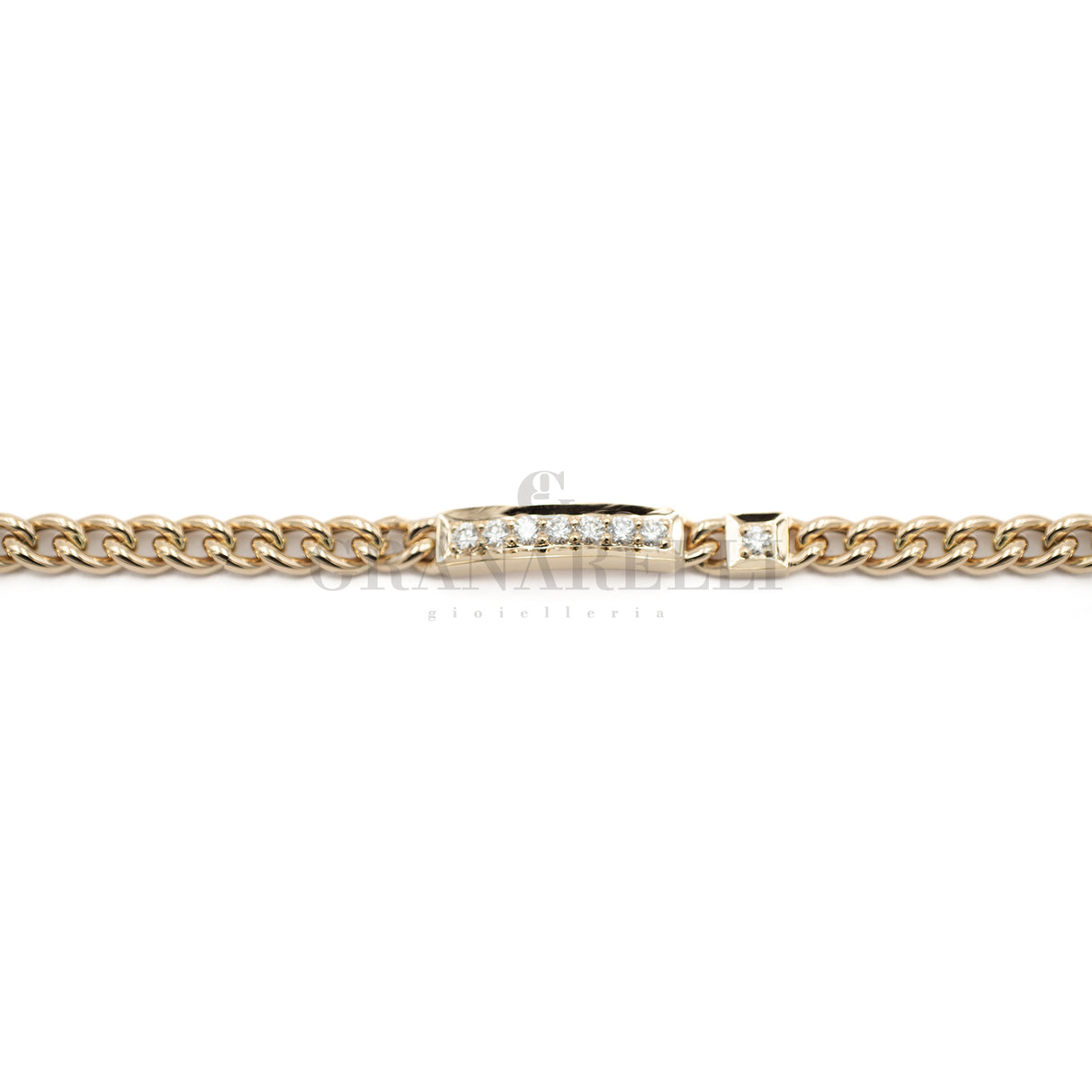Bracelet with pink gold and diamond plate