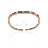 Bracciale Rigido oro Rosa, Rubini e Diamanti bianchi