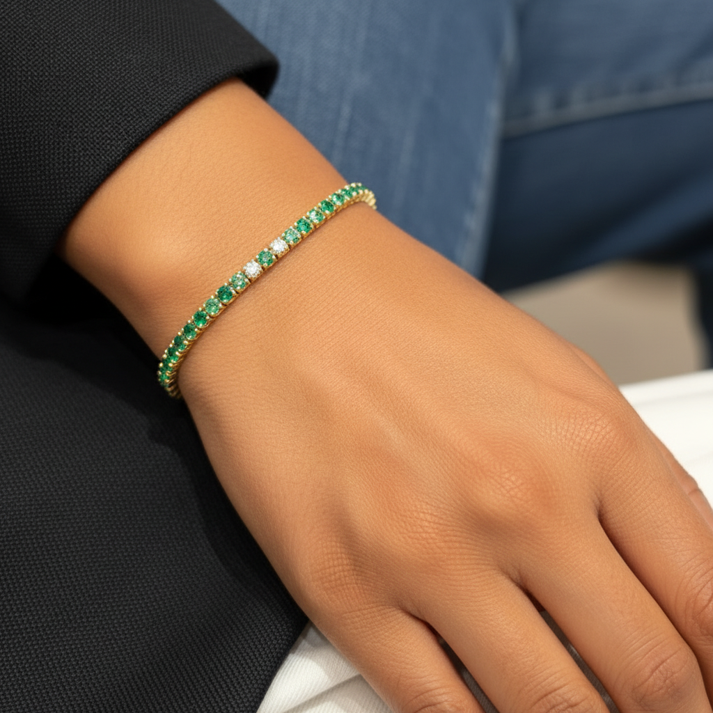 Bracciale tennis - identico all'originale con mano completa