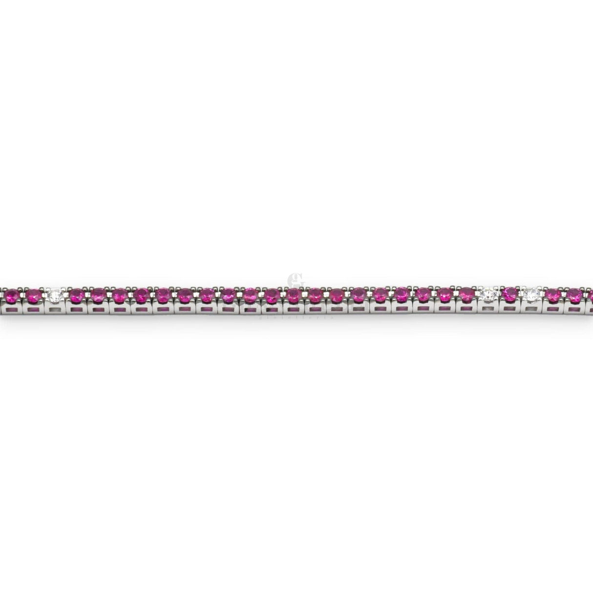 Bracciale Tennis Oro Bianco con Rubini 2,20kt e Diamanti Bianchi