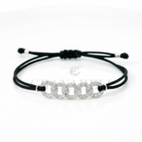 Bracciale Groumette cordino in Oro Bianco e Diamanti 0.39ct