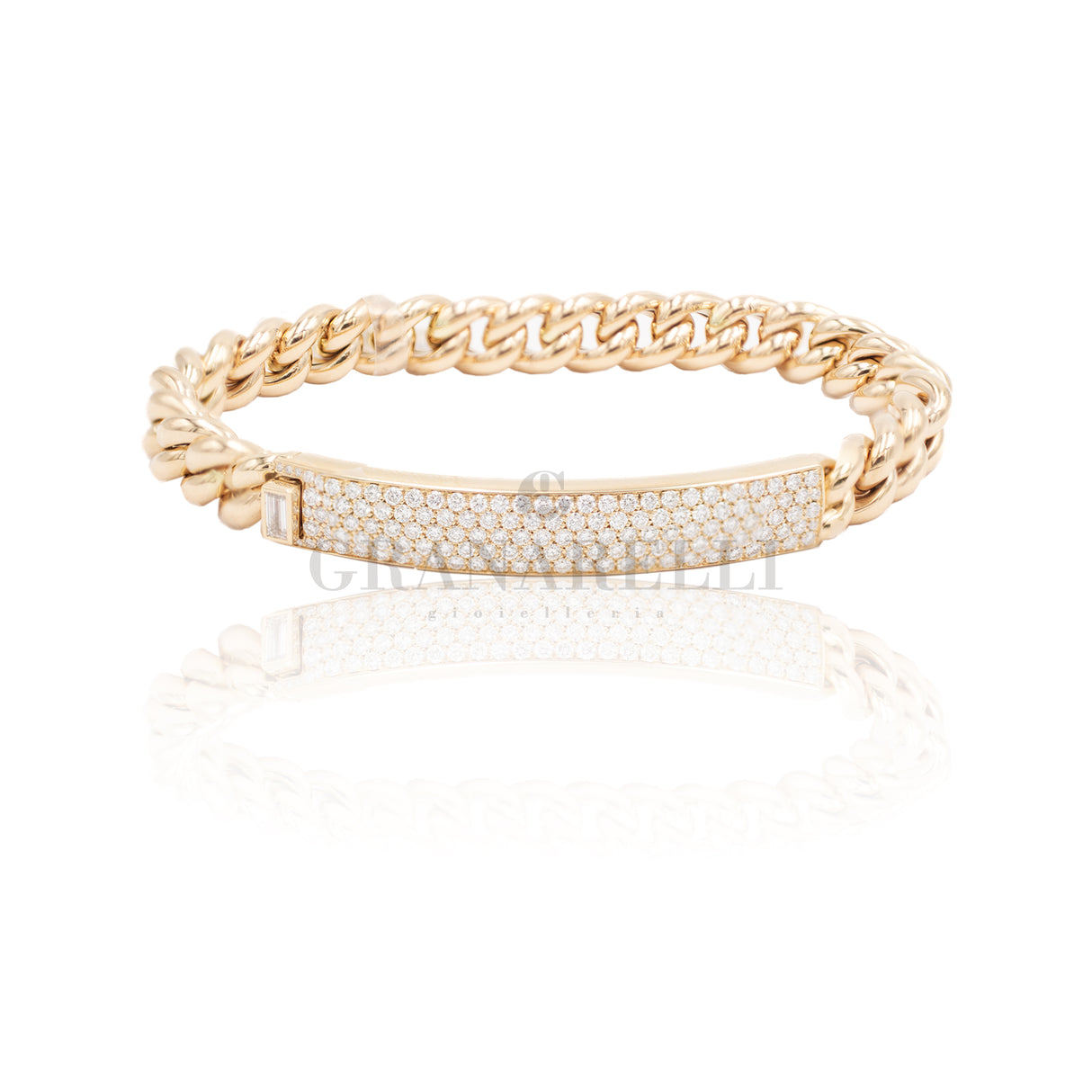 Bracelet with pink gold and diamond plate