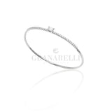 Bracciale Rigido oro Bianco, brillante taglio Smeraldo e diamanti laterali