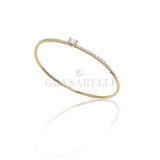 Bracciale Rigido oro giallo Diamante taglio Smeraldo 0.30 ct, e diamanti laterali
