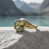 Anello Brenta Ametista verde in Oro Giallo 9kt