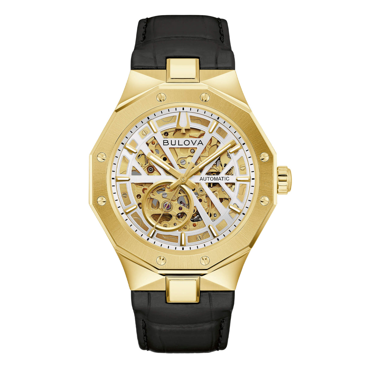 Octagon Prestige Automatic Dorato Scheletrato Pelle